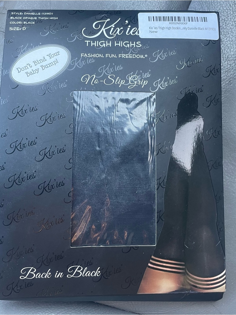 Kixies Black Opaque Thigh Highs size 170lbs-260 xl